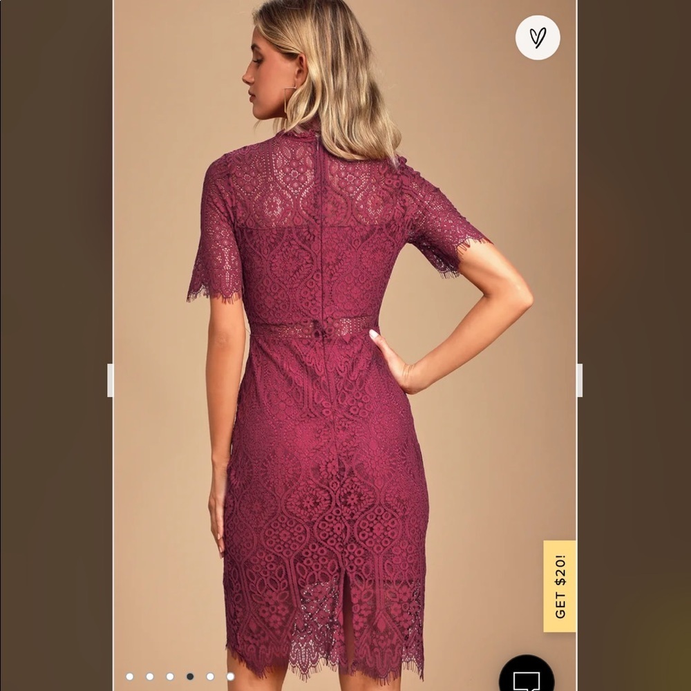 Lulu’s Remarkable Burgundy Lace Dress Size Medium - Picture 4 of 15